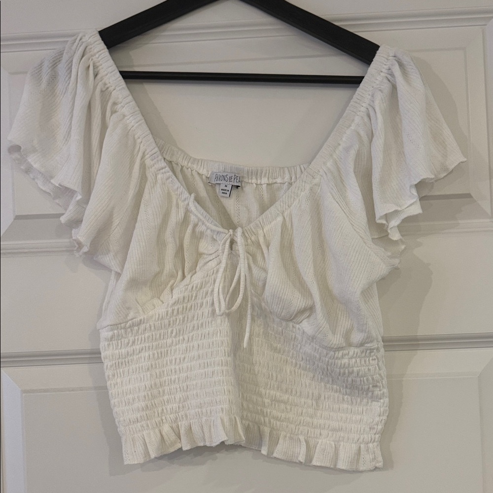 Patrons of Peace Cream Ruffle Blouse